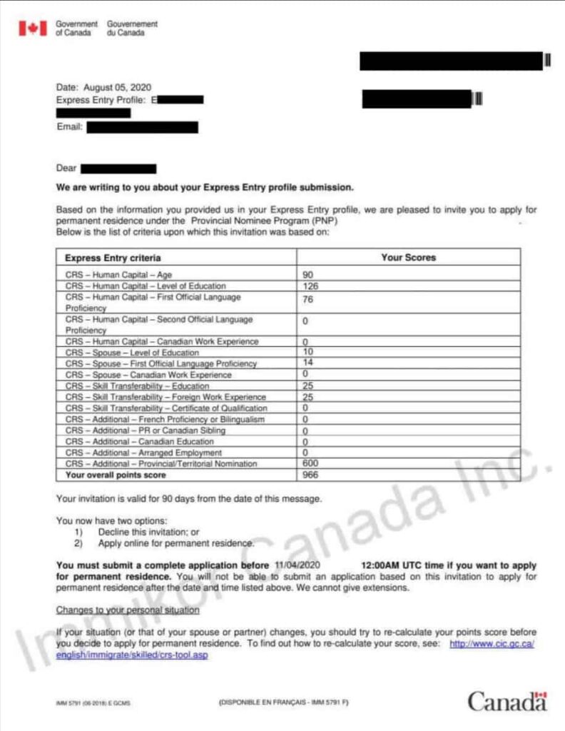 Provincial Nominee Program 2021 2022 600 SOMIRA 