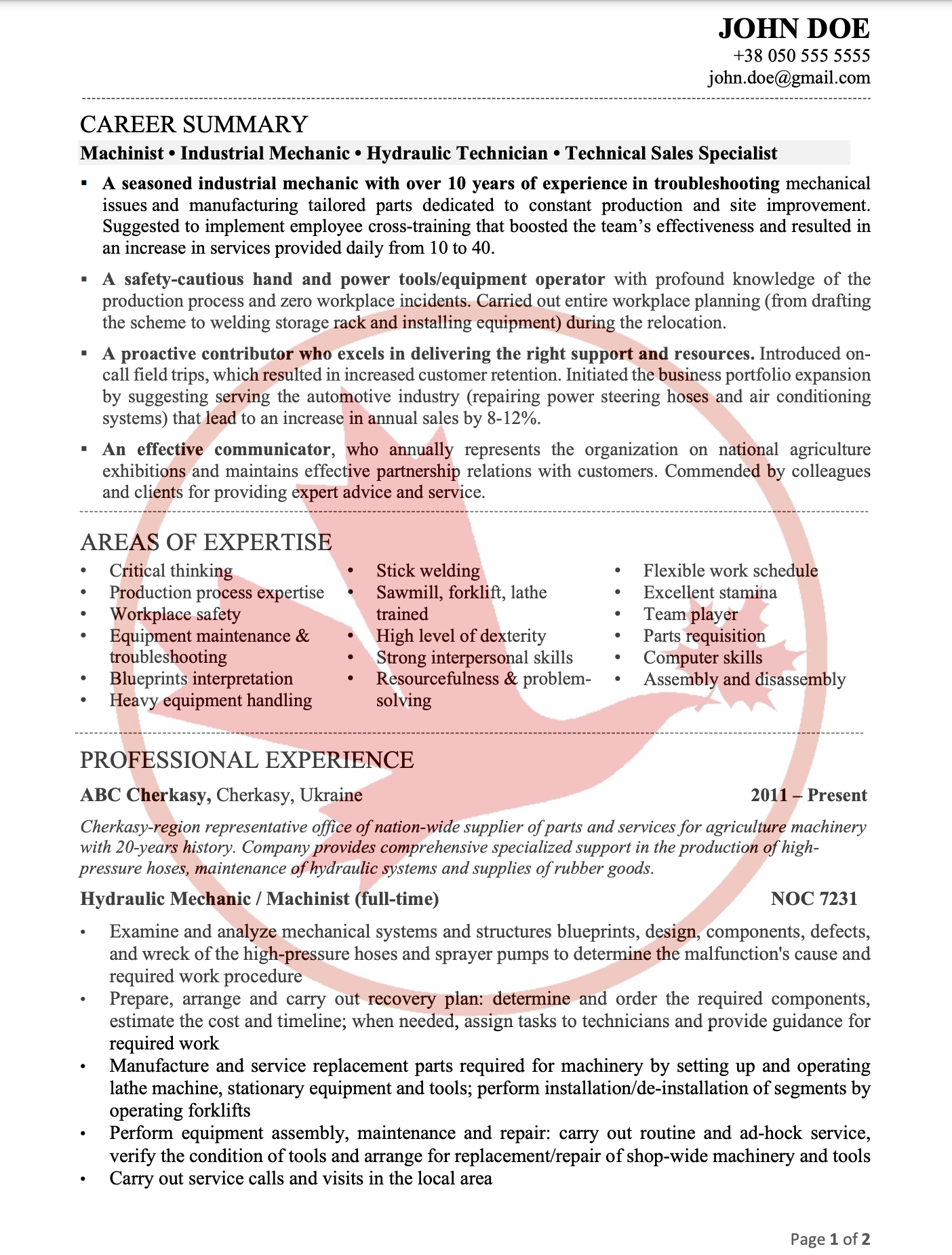 Резюме для работы в Канаде 【СОВЕТЫ, ШАБЛОН】2022IMMIKOR Canada Inc ...